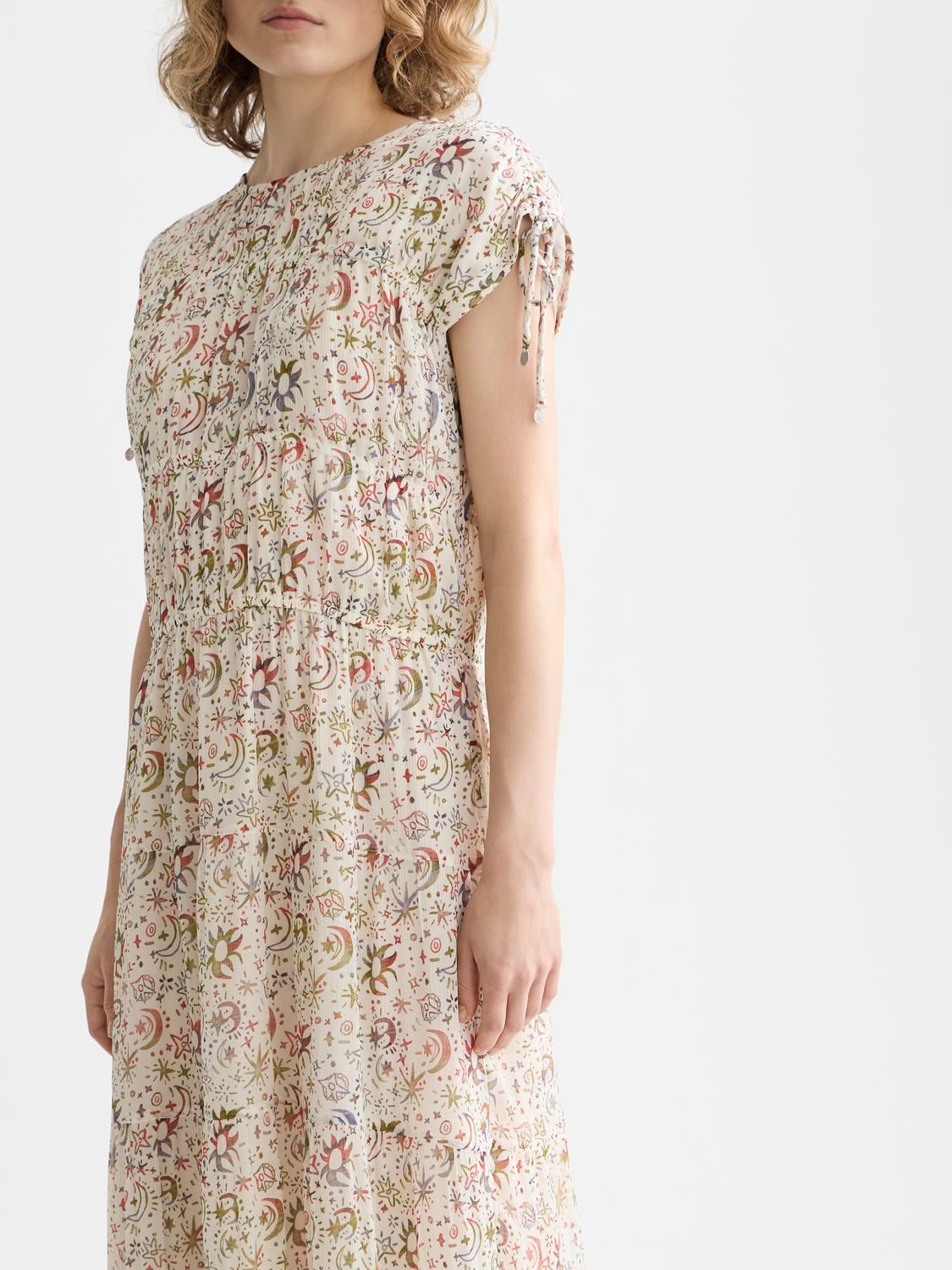 Gathered with ties midi dress