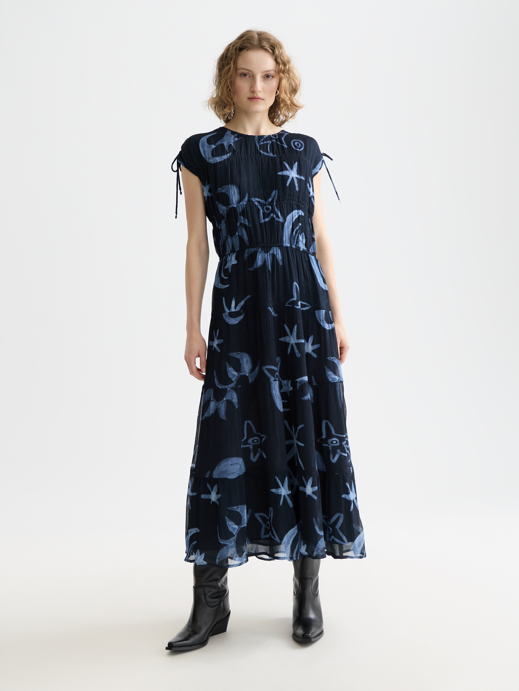 Gathered midi dress