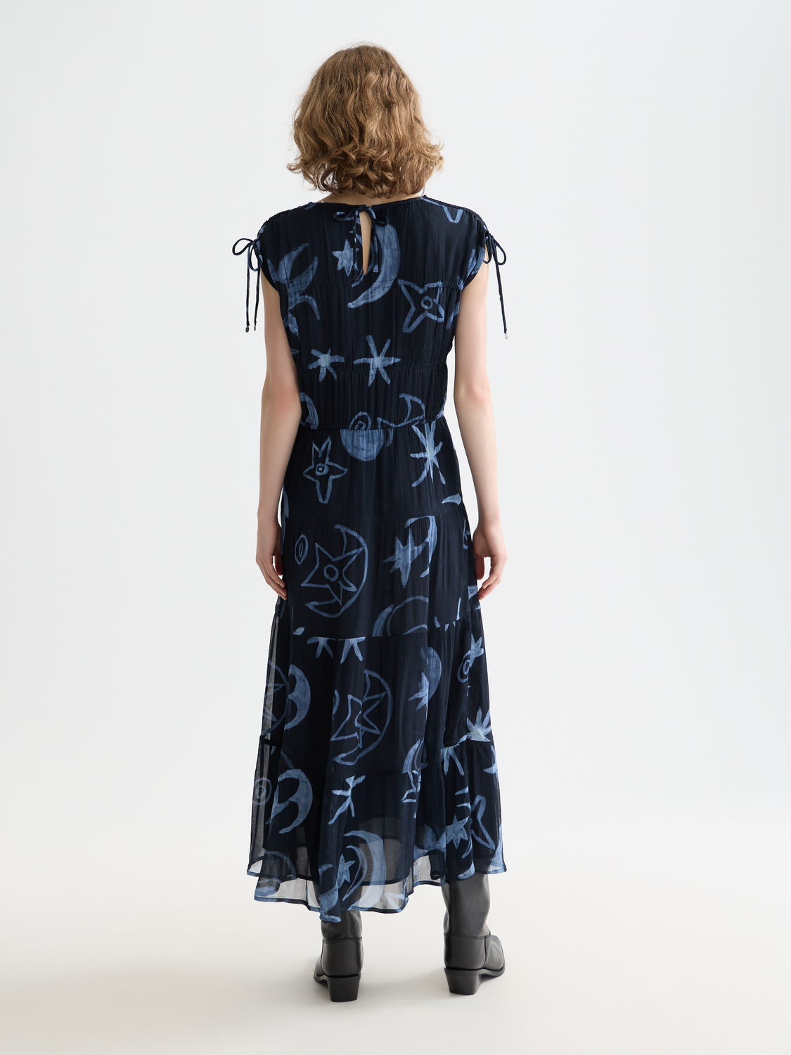 Gathered with ties midi dress