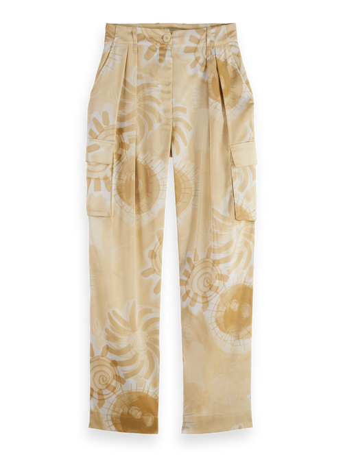 Faye high-rise tapered leg satin printed pant