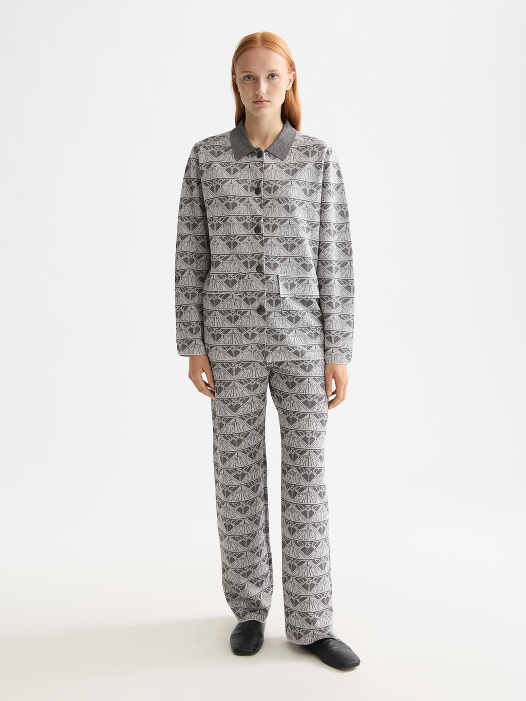 Monogram jacquard knitted trousers