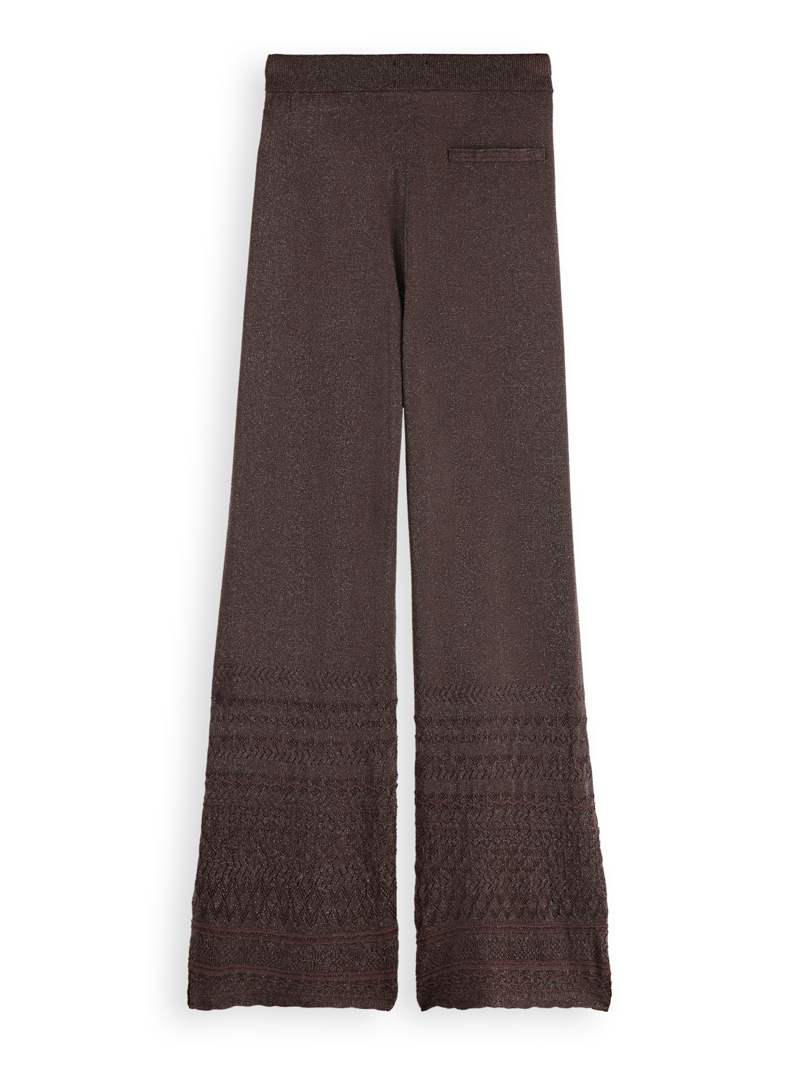 Metallic pointelle knitted trouser