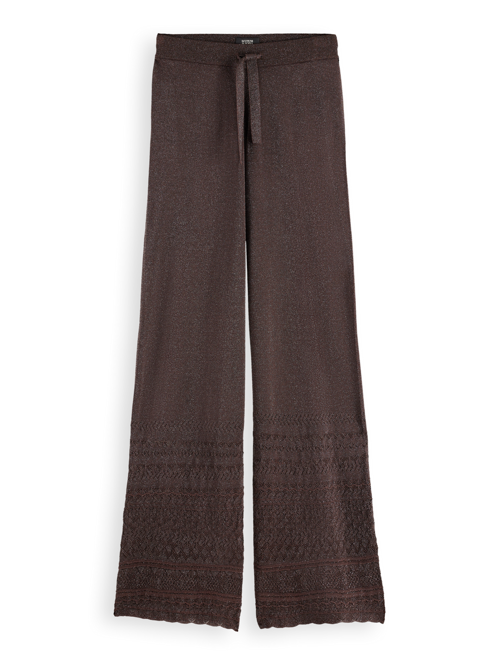 Metallic pointelle knitted trouser