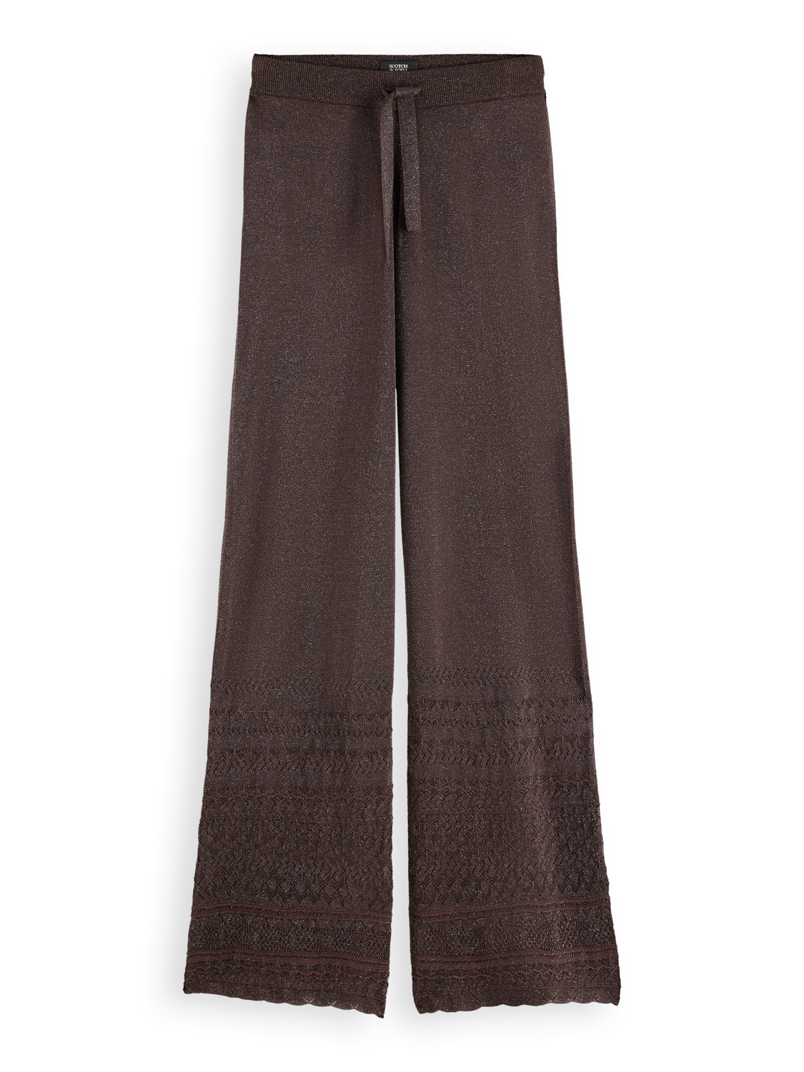 Metallic pointelle knitted trouser