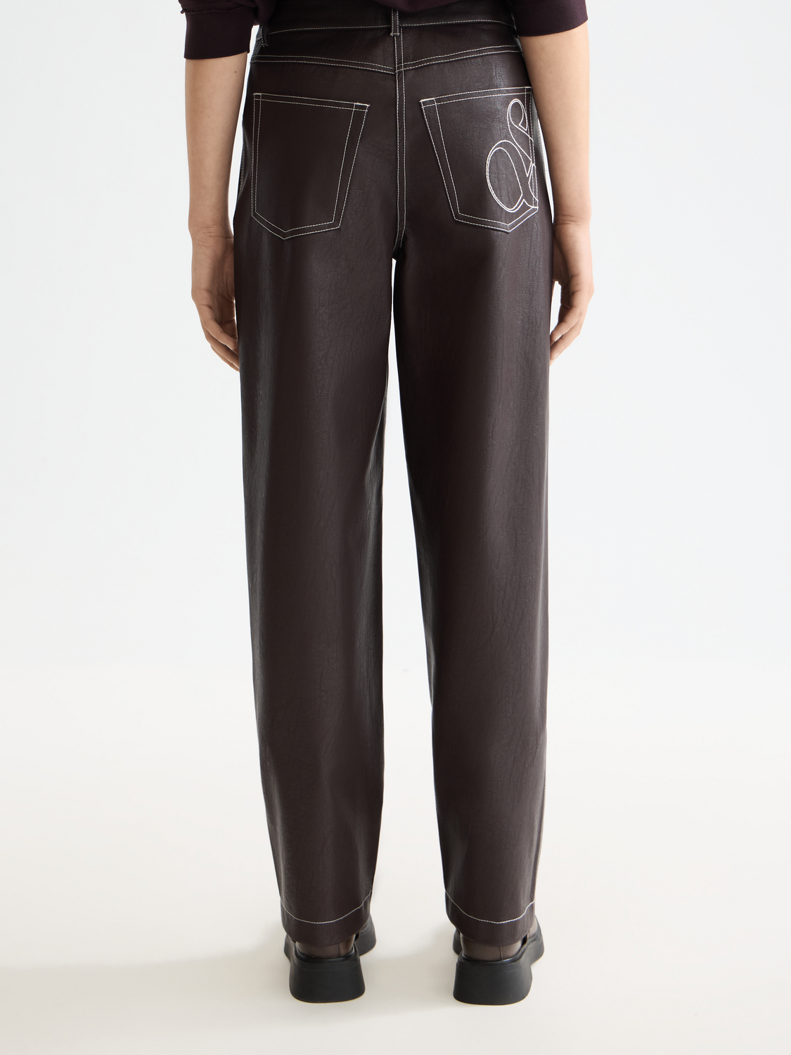 Aurora vegan leather high rise straight leg pant