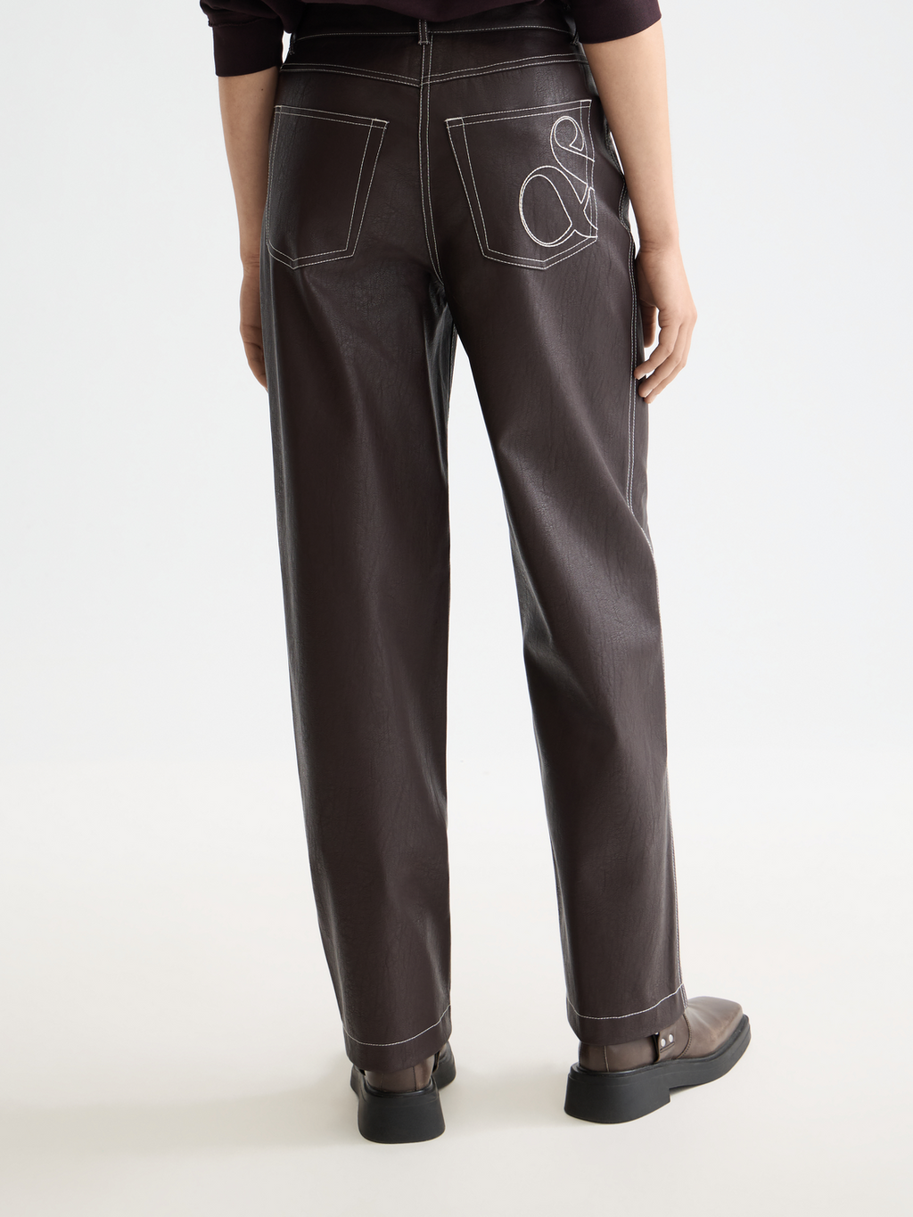 Aurora vegan leather high rise straight leg pant