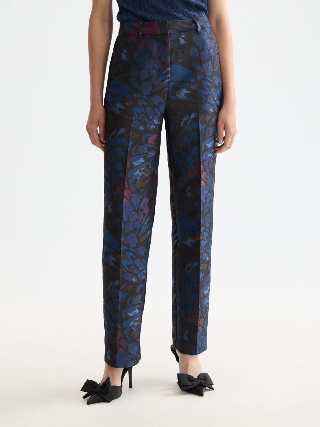 Ripple pheasant jacquard straight leg pant