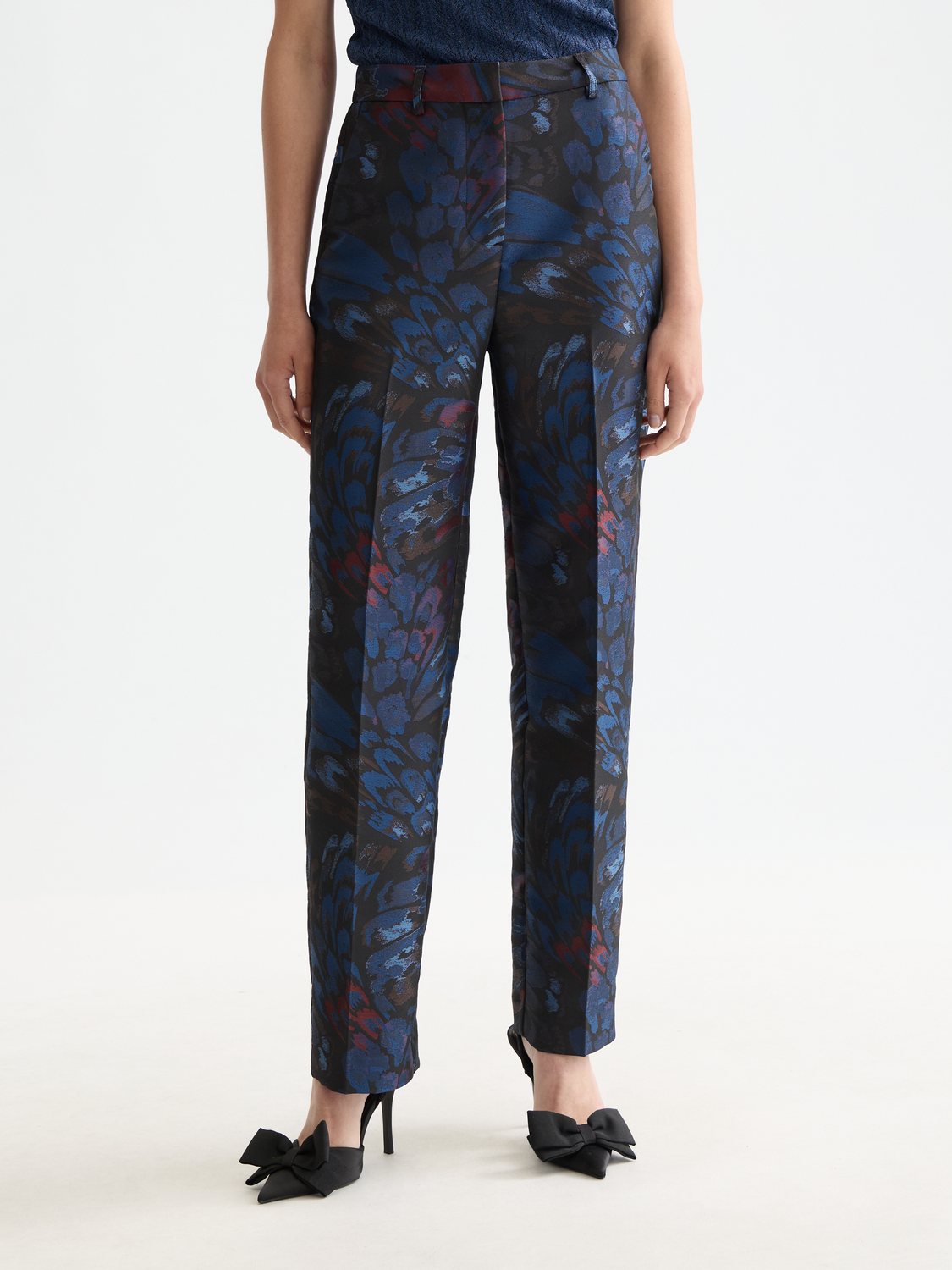 Ripple pheasant jacquard straight leg pant