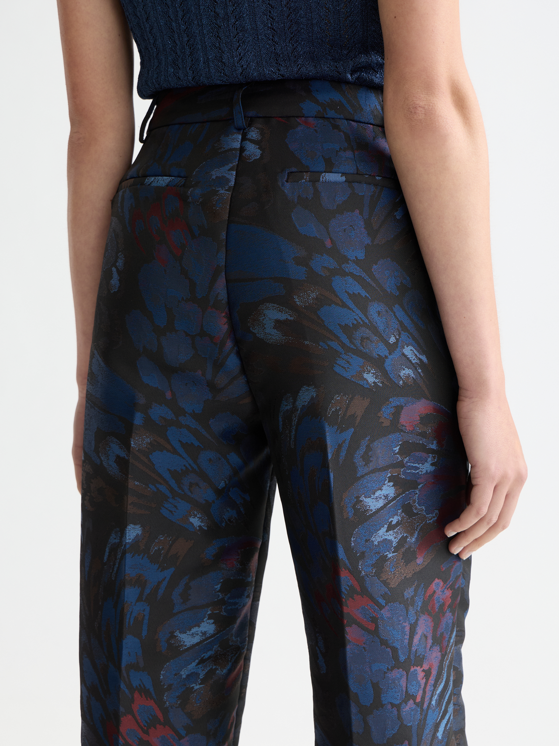 Ripple pheasant jacquard straight leg pant