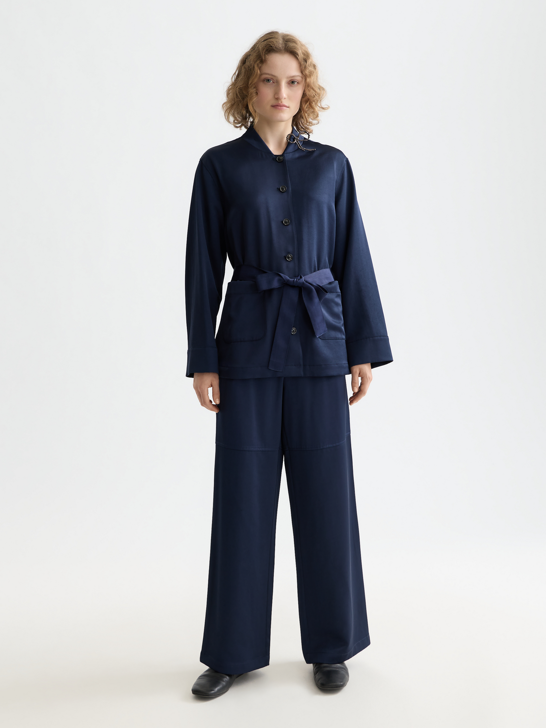Noa high rise wide leg satin pant