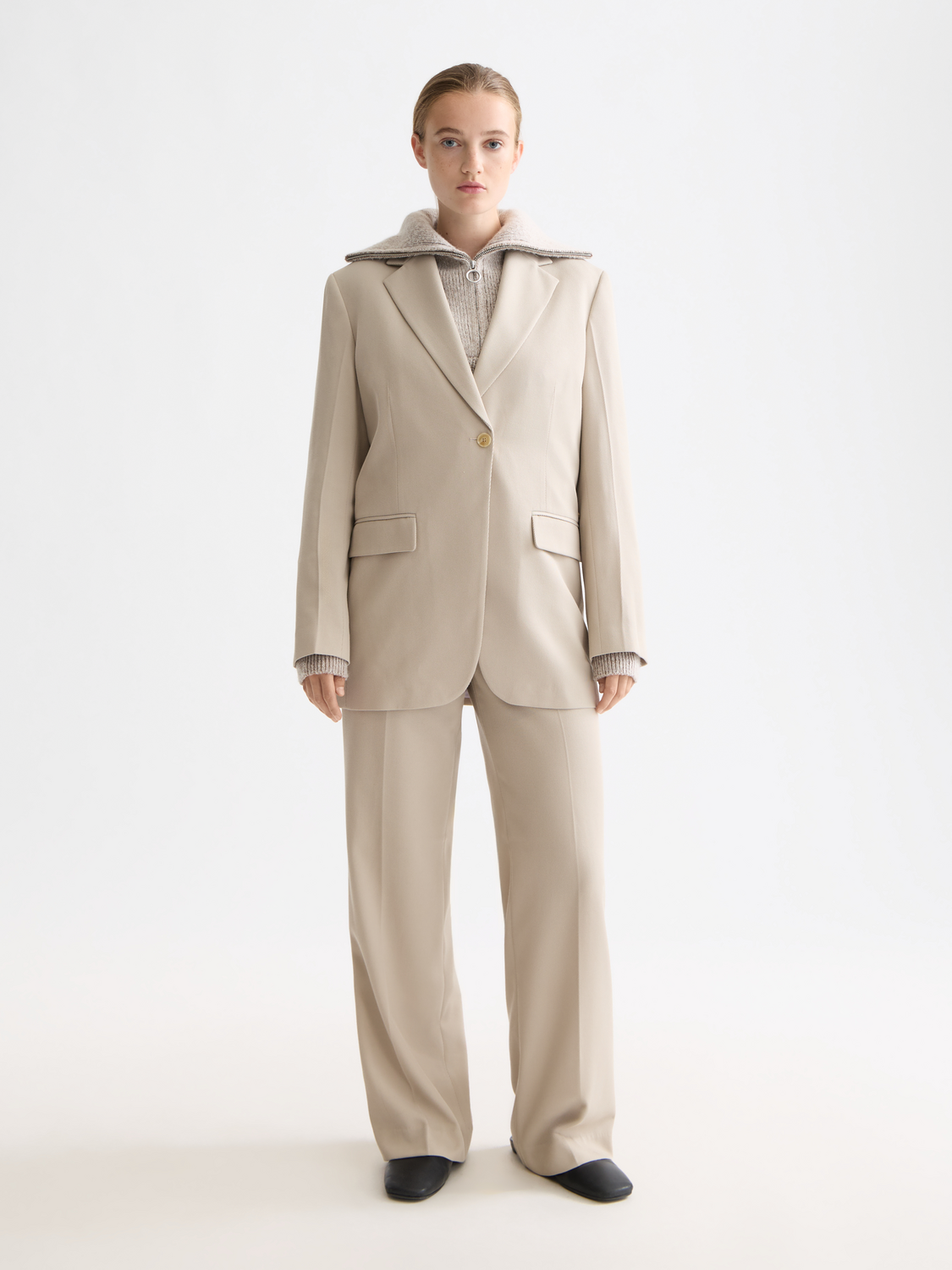 Edie high rise wide leg gabardine pant