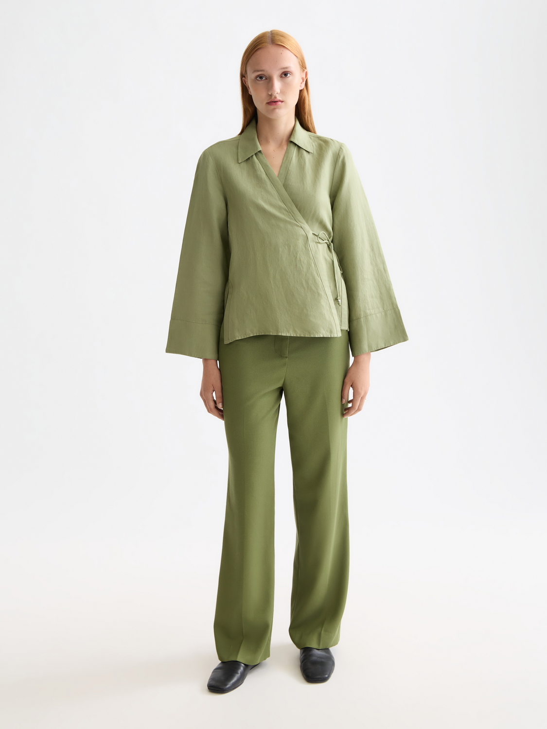 Edie high rise wide leg gabardine pant