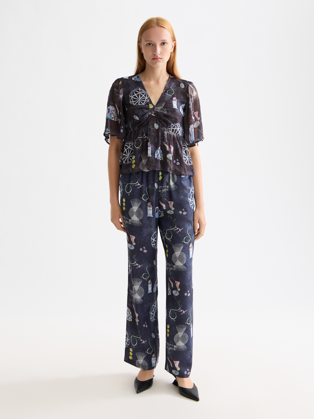 Gia Mid rise wide leg elasticated trousers
