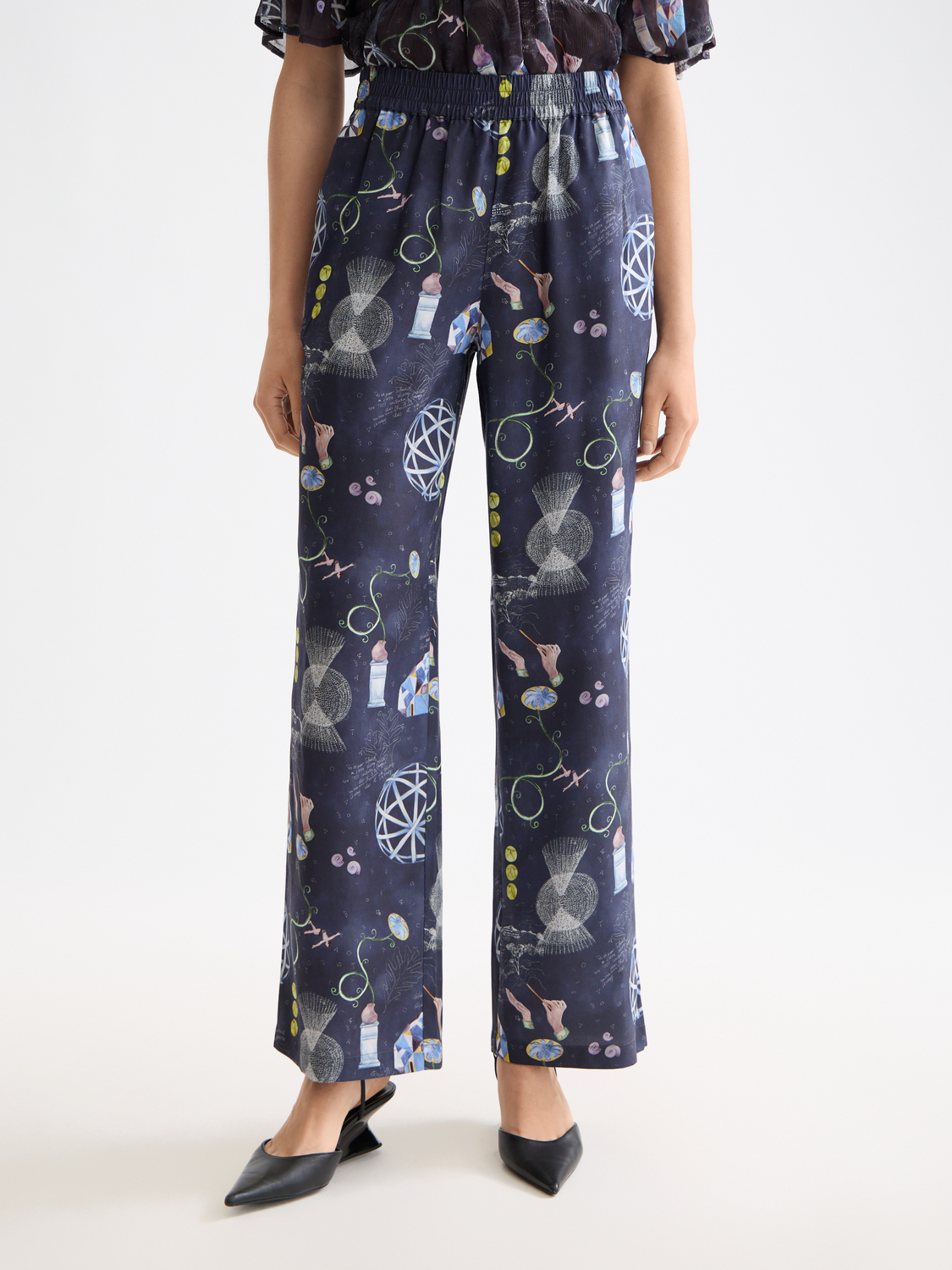 Gia Mid rise wide leg elasticated trousers