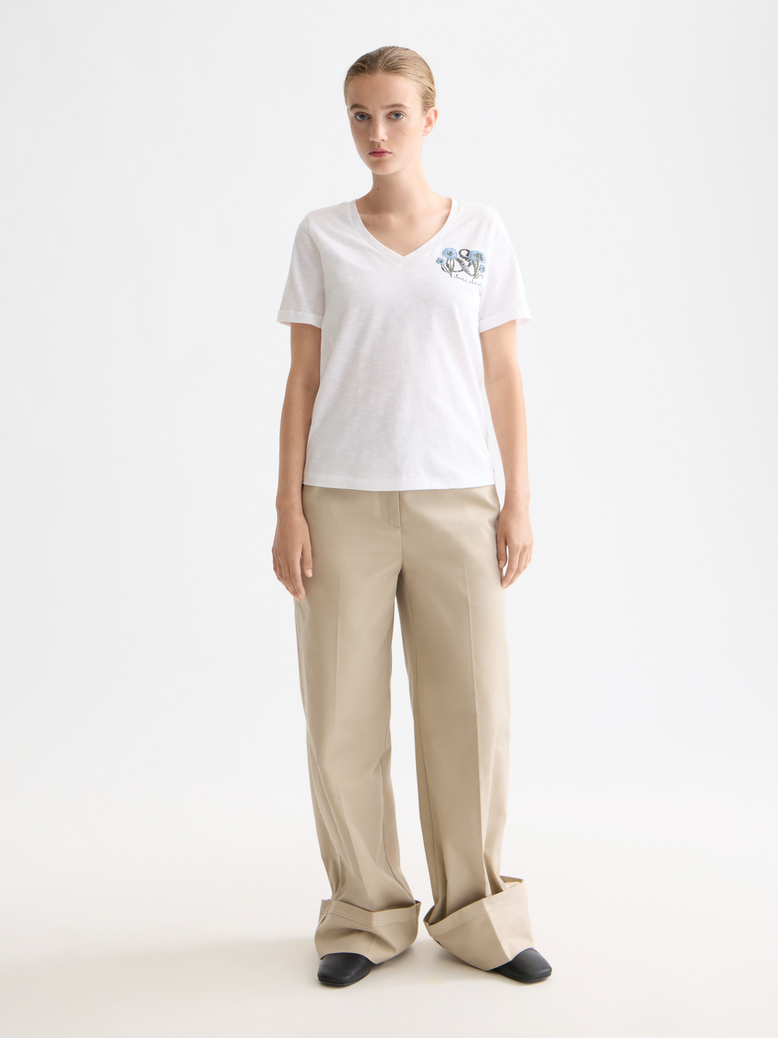Luca high rise wide leg cuff chino pant