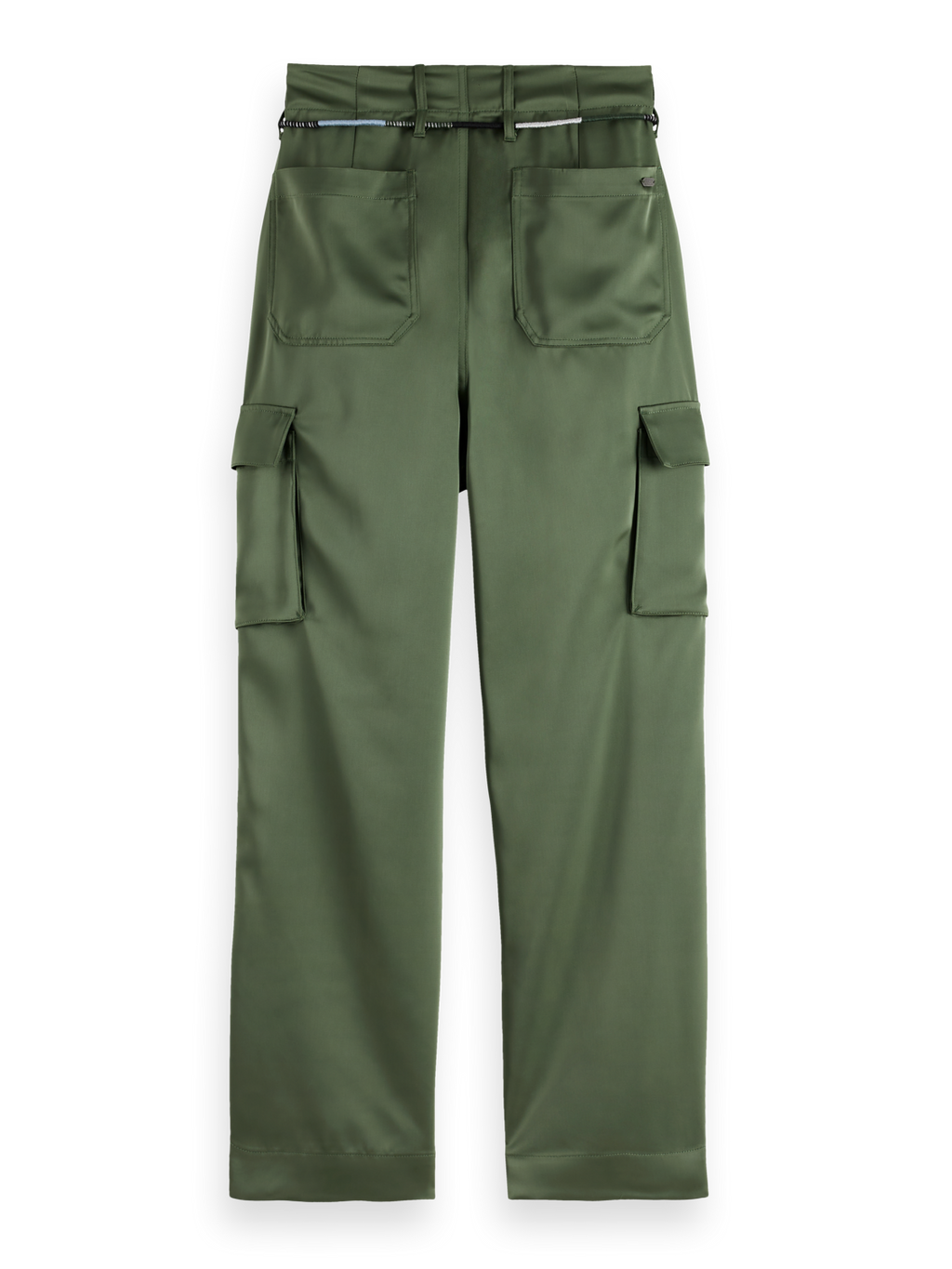 Faye high-rise tapered leg satin cargo pant