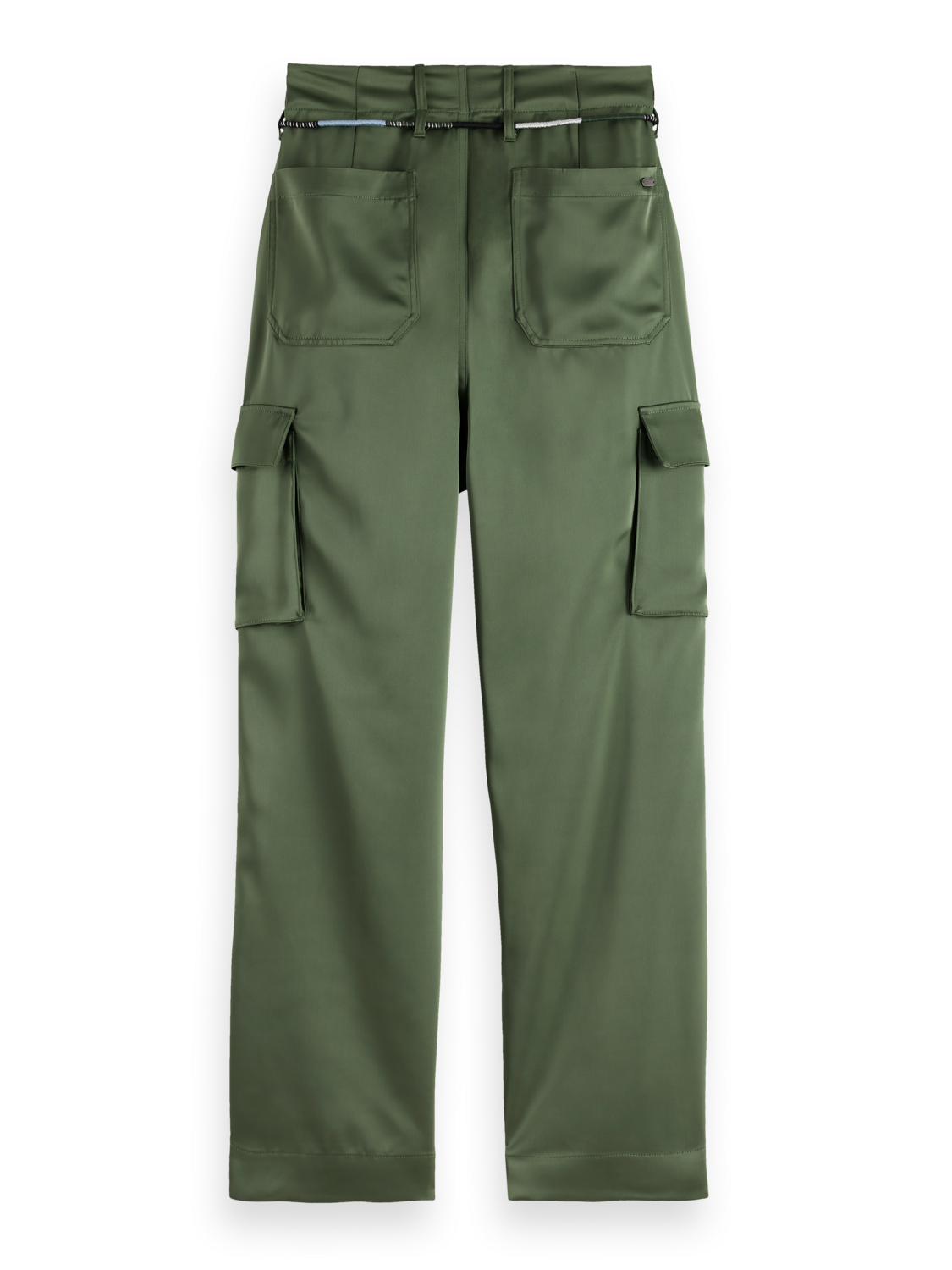 Faye high-rise tapered leg satin cargo pant