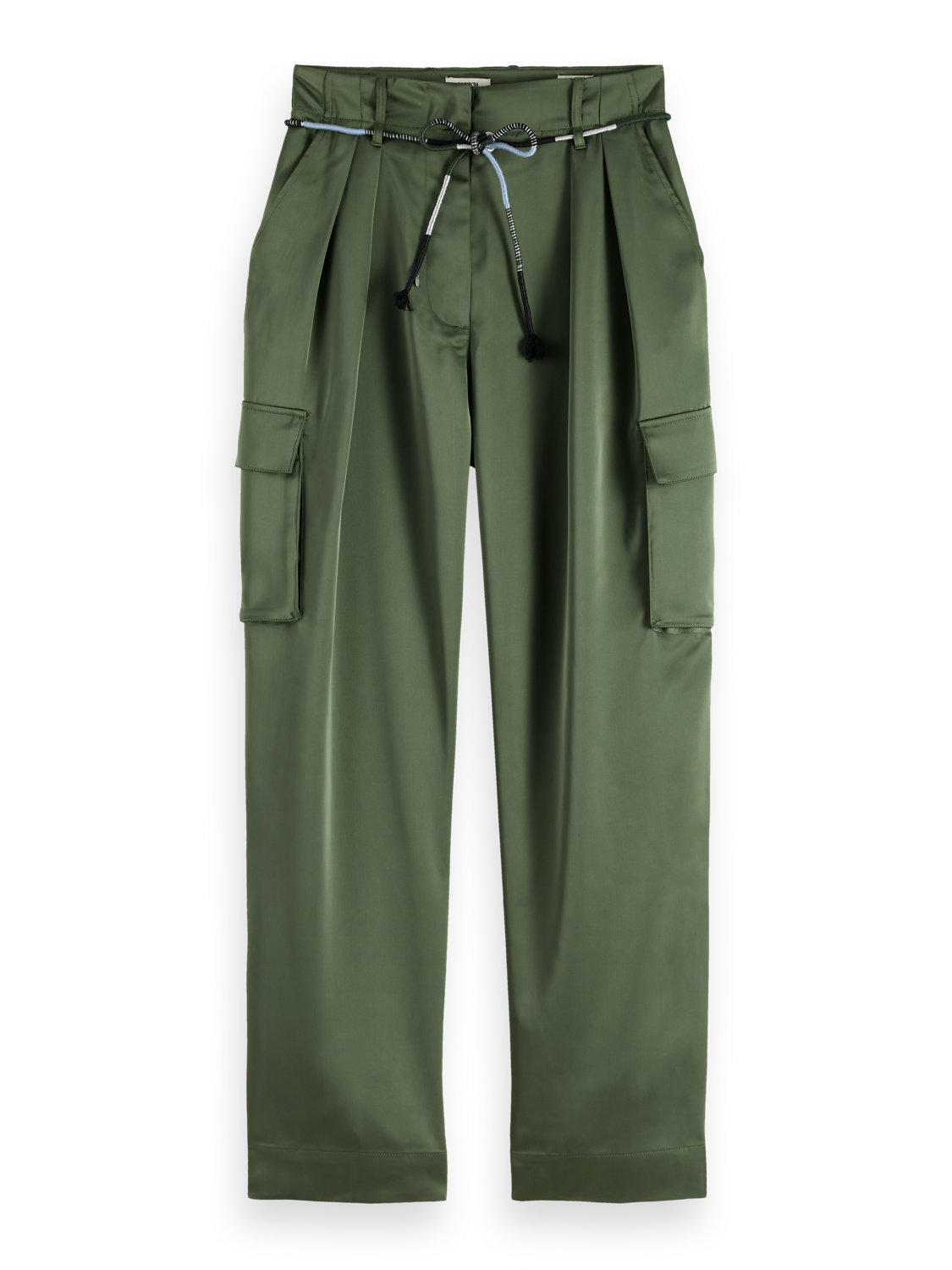 Faye high-rise tapered leg satin cargo pant
