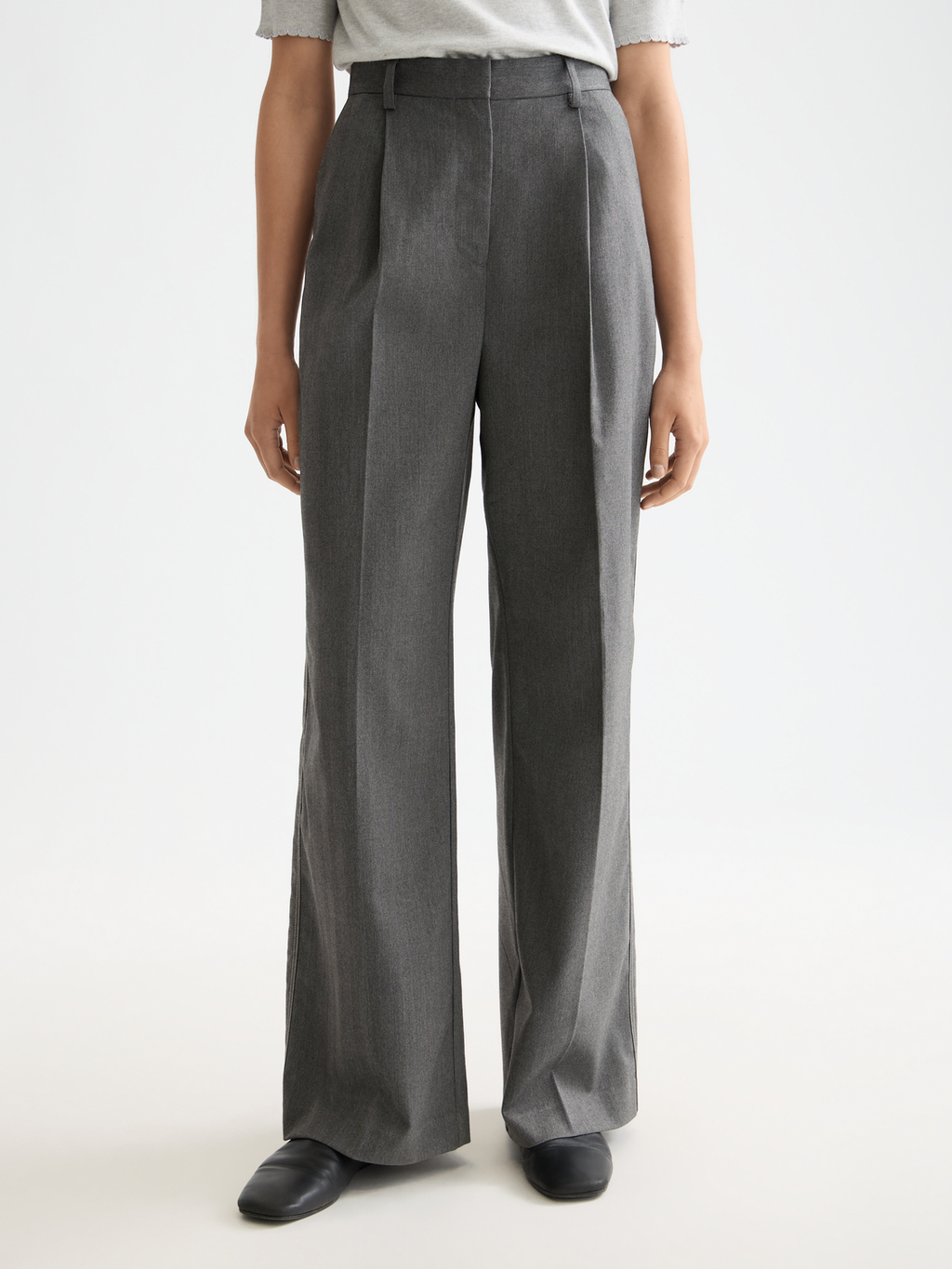 Essentials Rose high rise wide leg herringbone pant