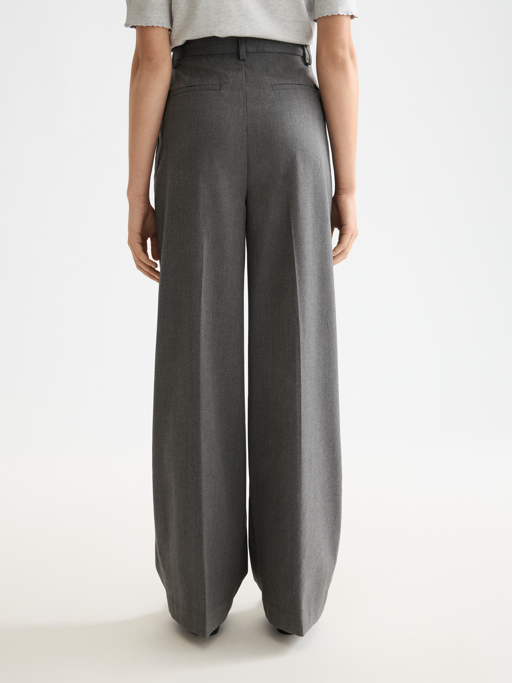Essentials Rose high rise wide leg herringbone pant