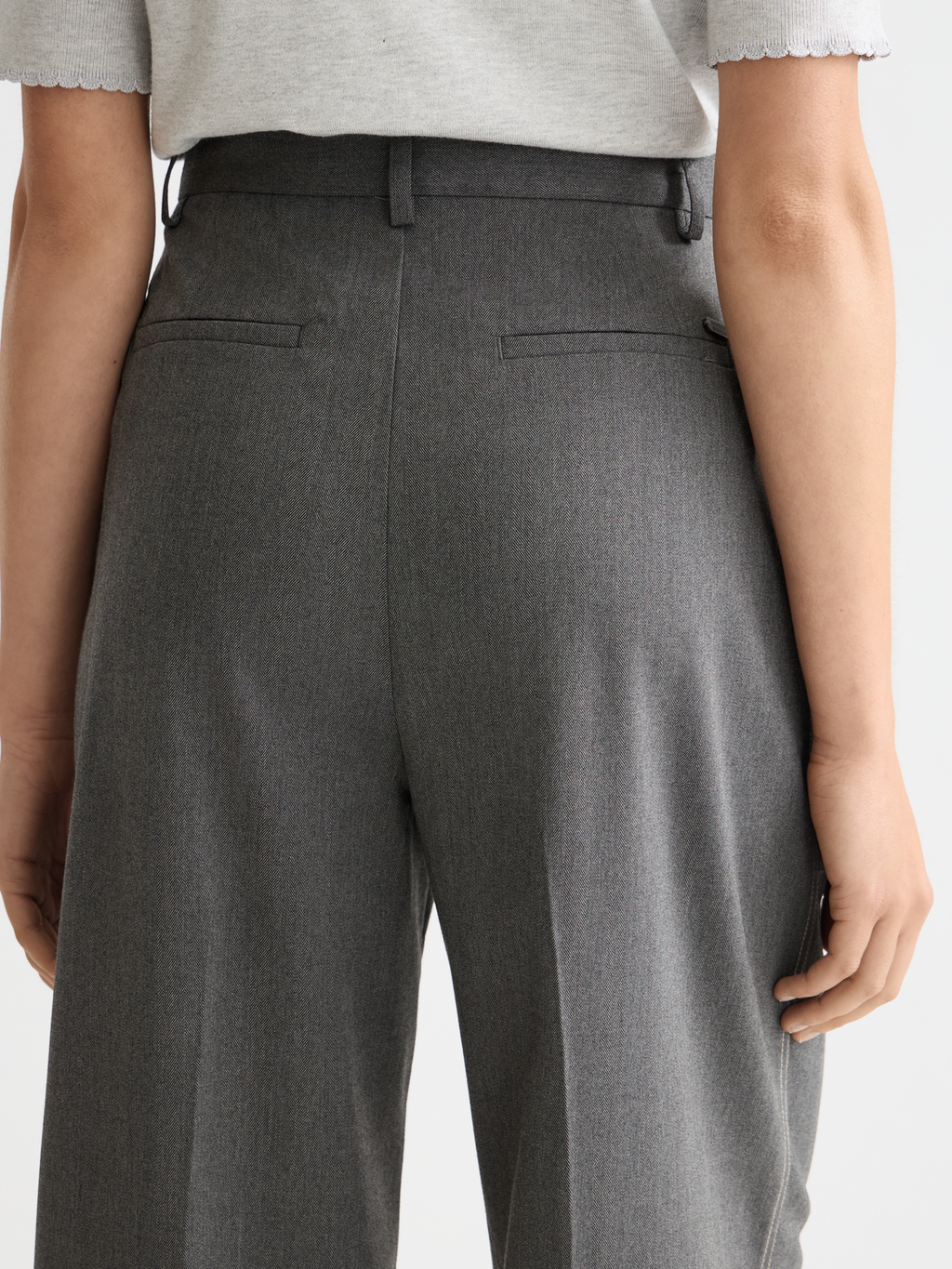 Essentials Rose high rise wide leg herringbone pant