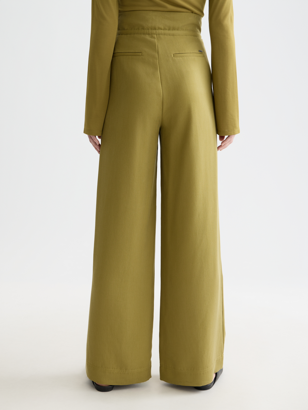 June high rise wide leg twill paperbag pants