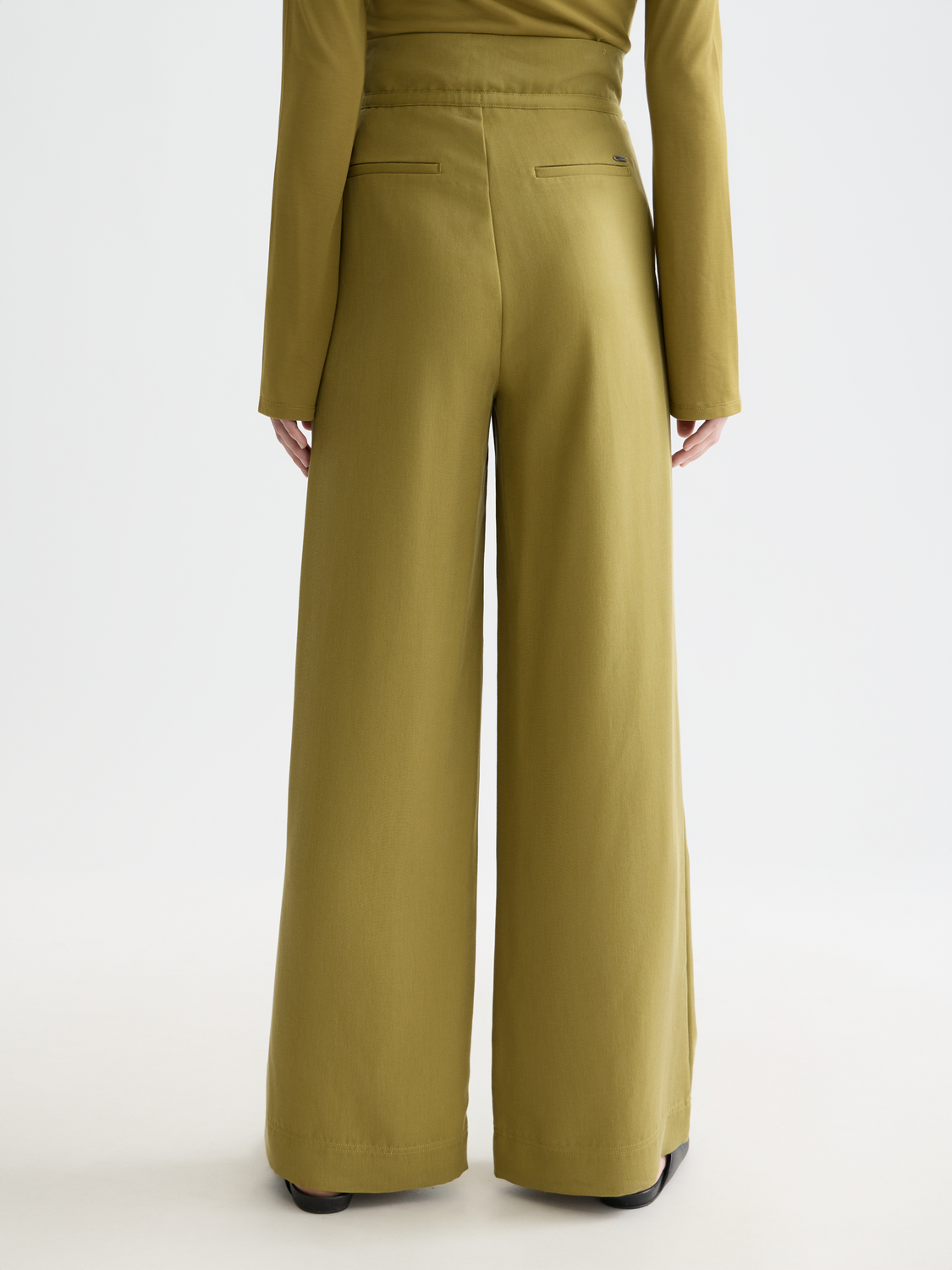 June high rise wide leg twill paperbag pants