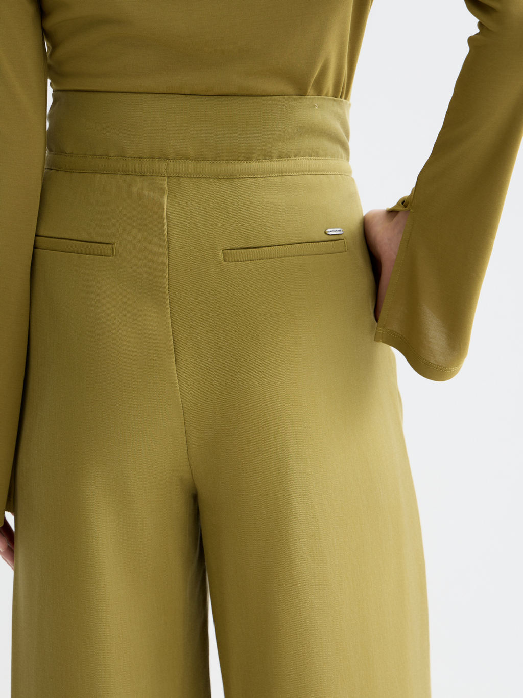 June high rise wide leg twill paperbag pants