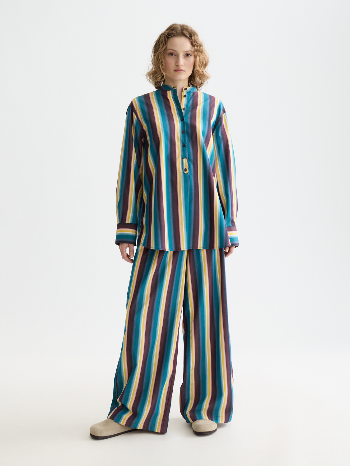 Eleni high rise wide leg striped pants