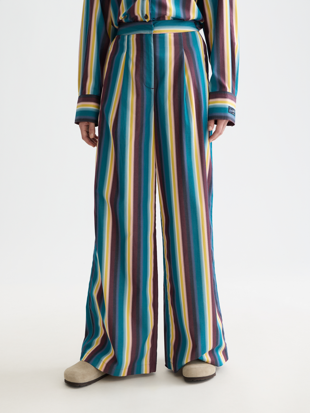 Eleni high rise wide leg striped pants