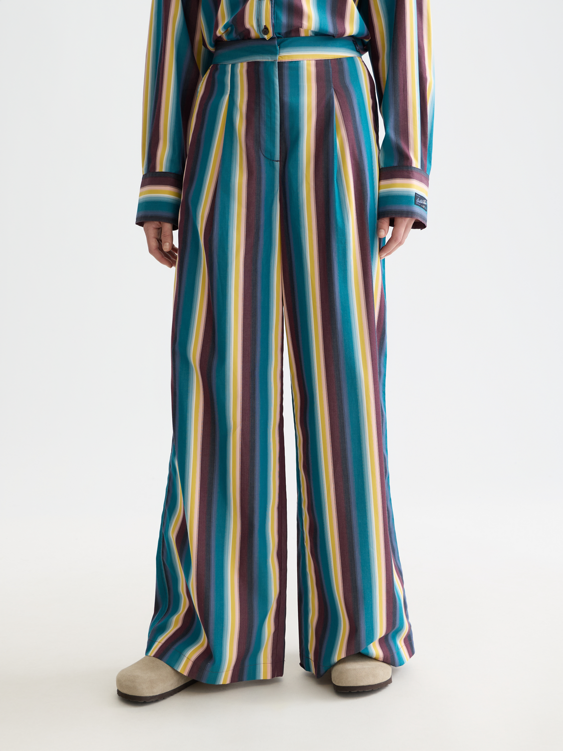 Eleni high rise wide leg striped pants