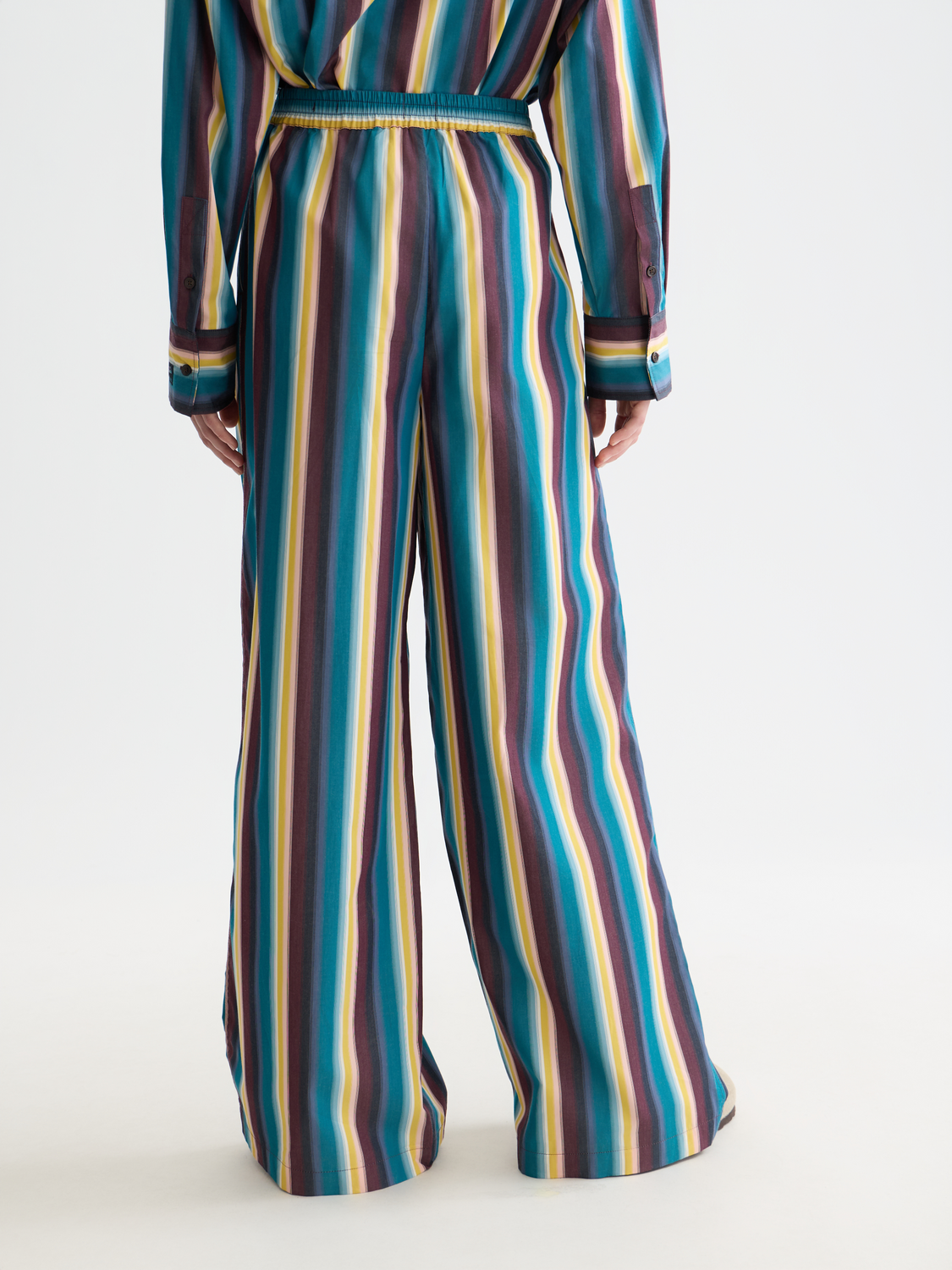 Eleni high rise wide leg striped pants