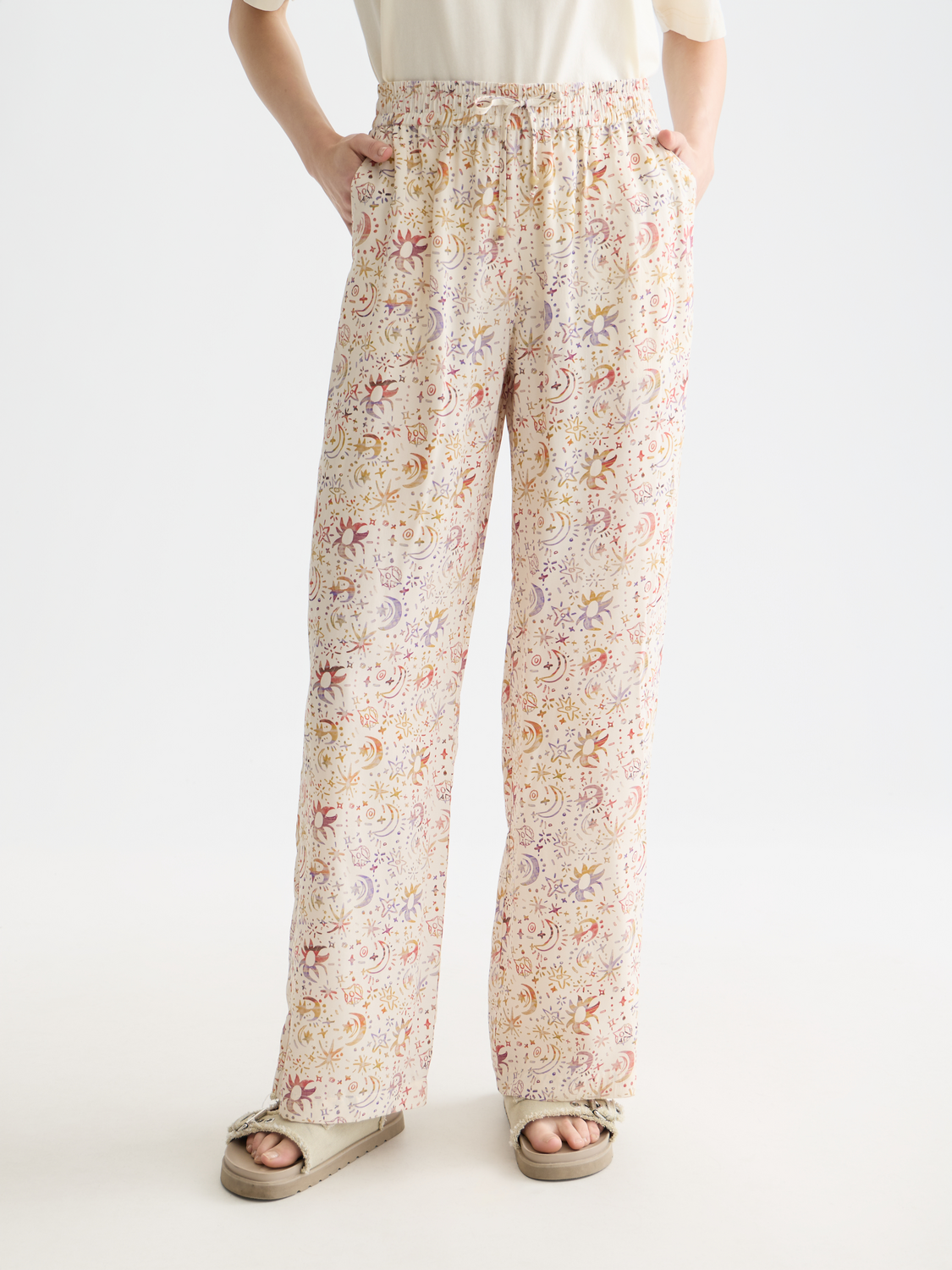Gia mid rise wide leg printed pants
