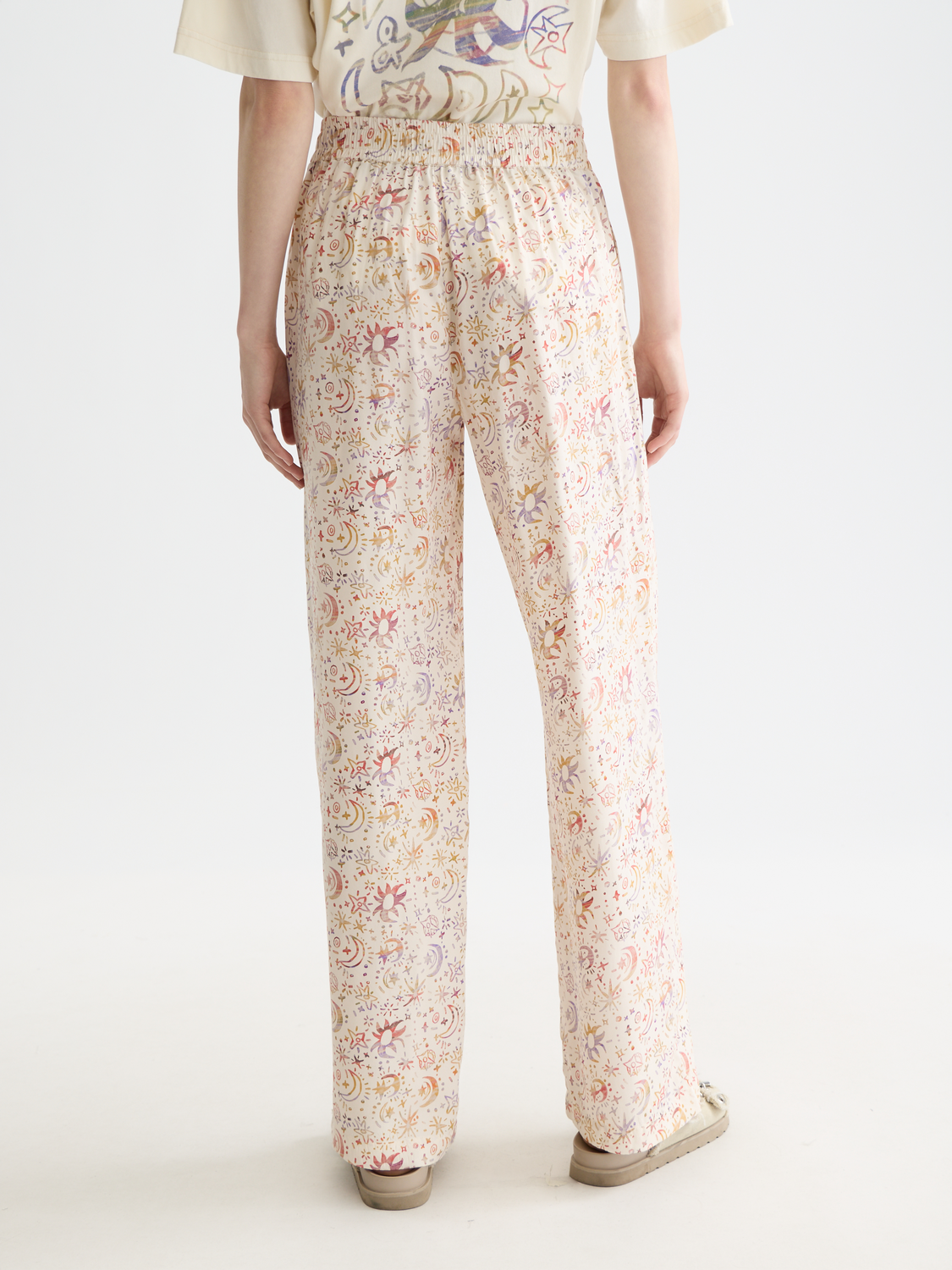 Gia mid rise wide leg printed pants