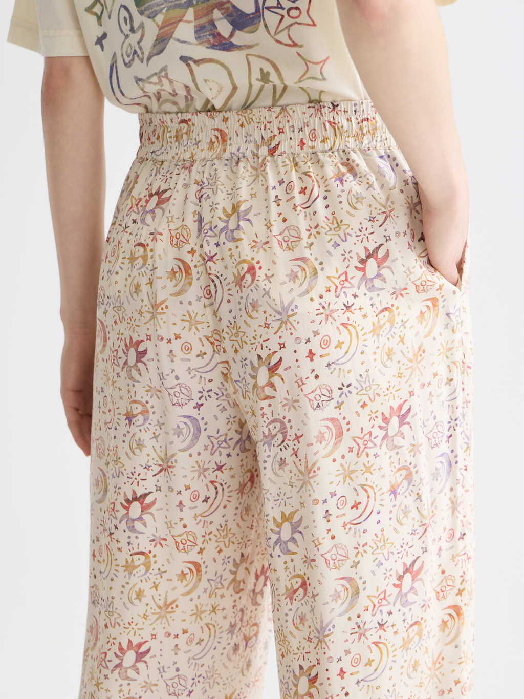 Gia mid rise wide leg printed pants