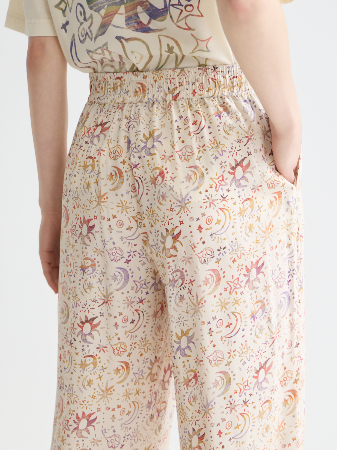 Gia mid rise wide leg printed pants