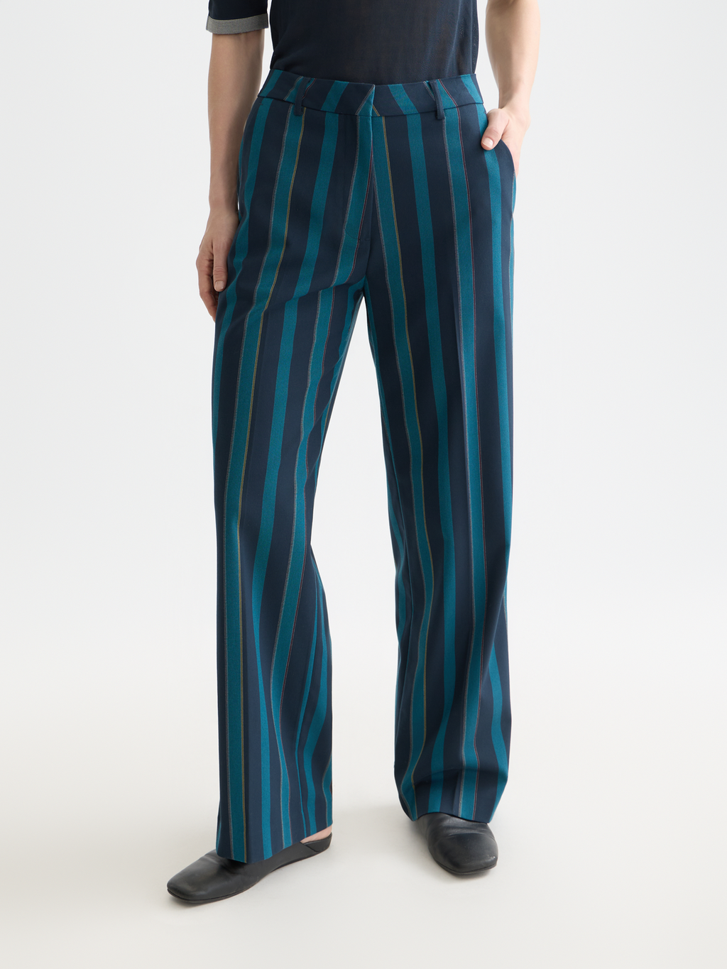 Edie high rise wide leg blanket stripe pants