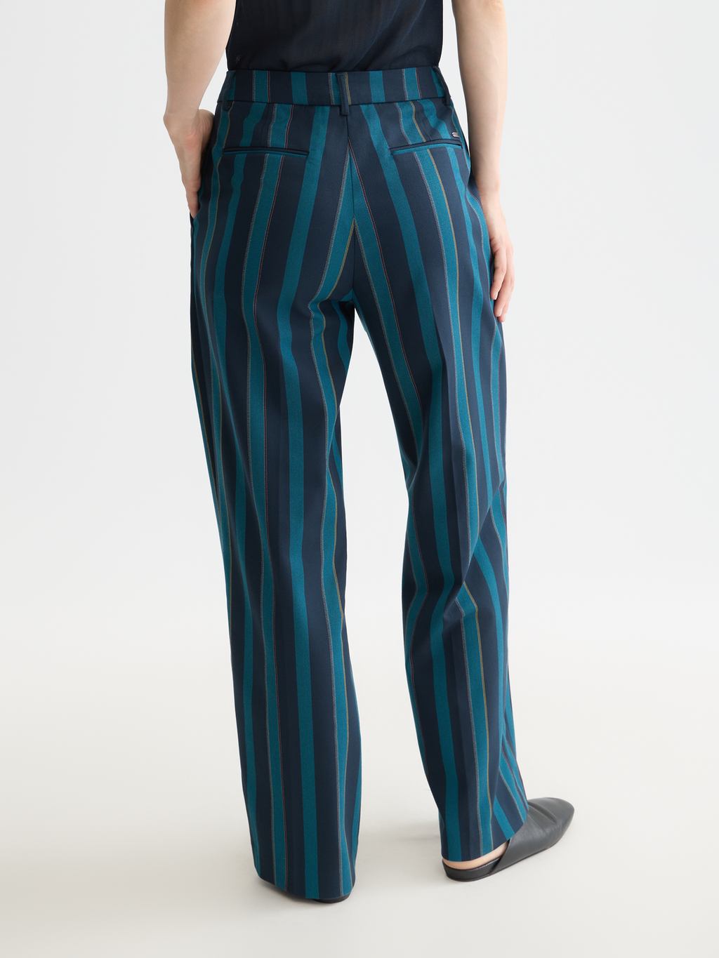 Edie high rise wide leg blanket stripe pants