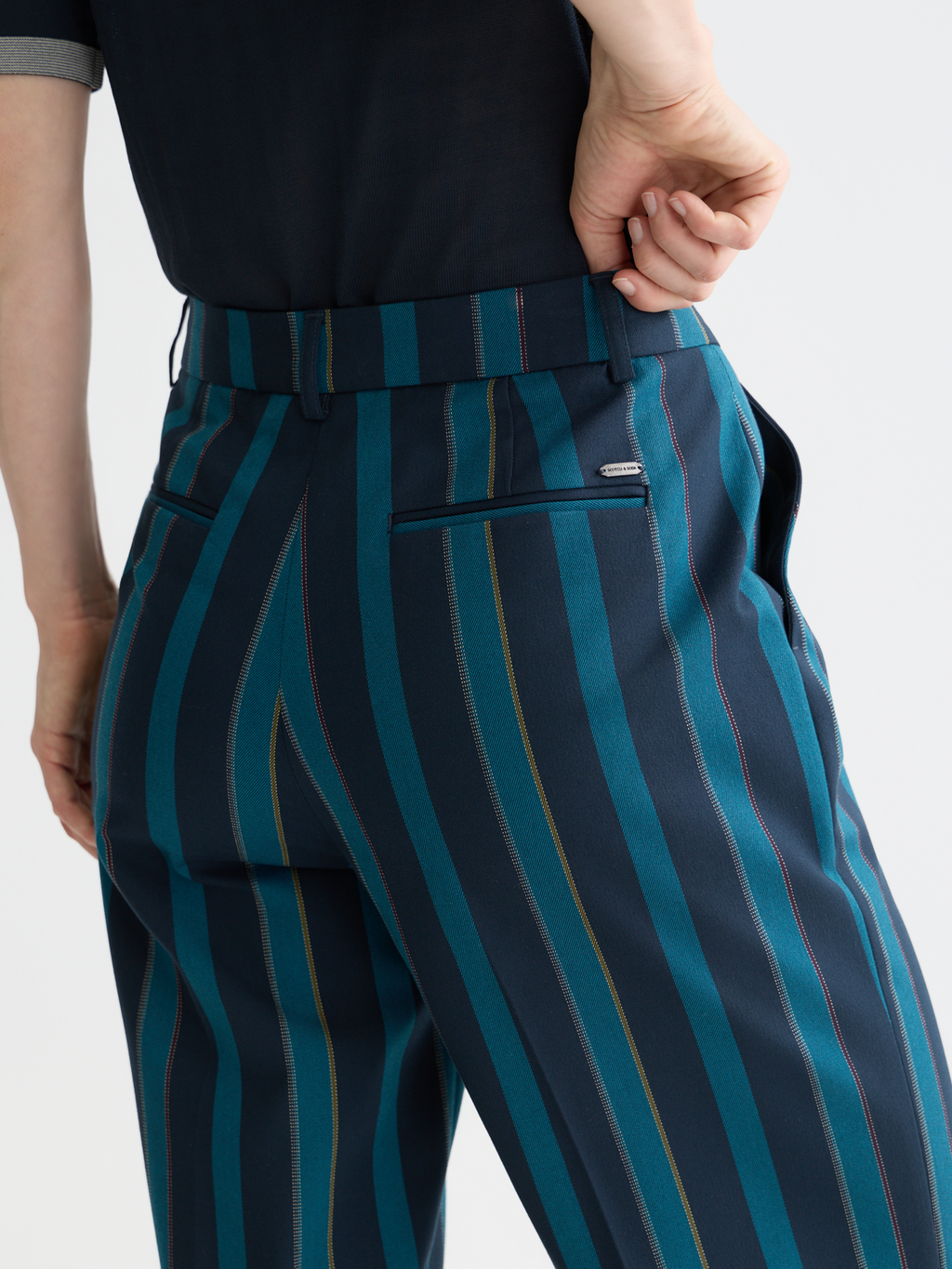 Edie high rise wide leg blanket stripe pants