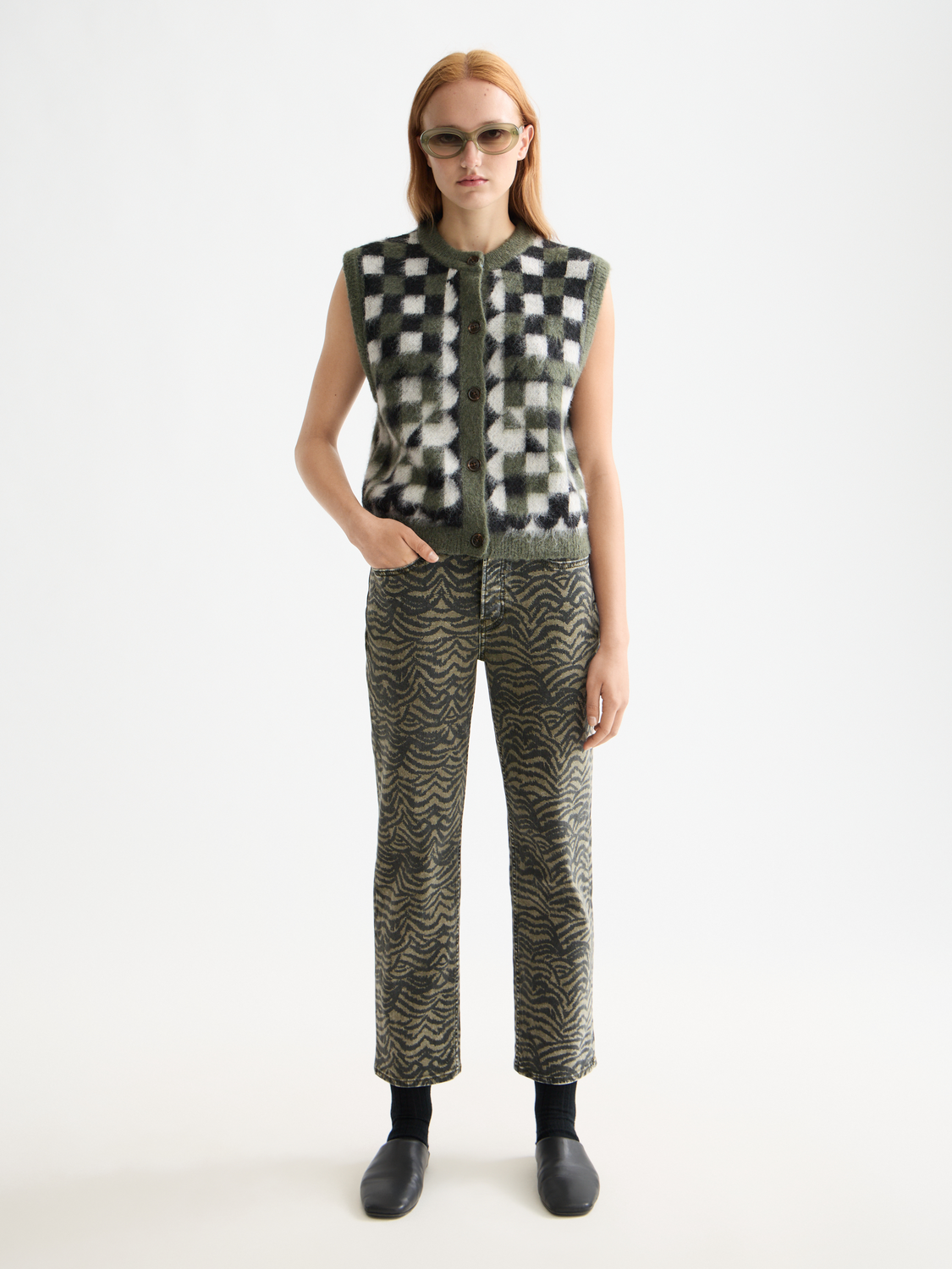 The Sky print straight denim