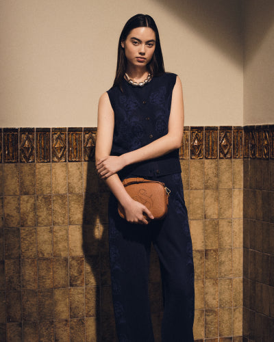Jacquard knitted relaxed trousers
