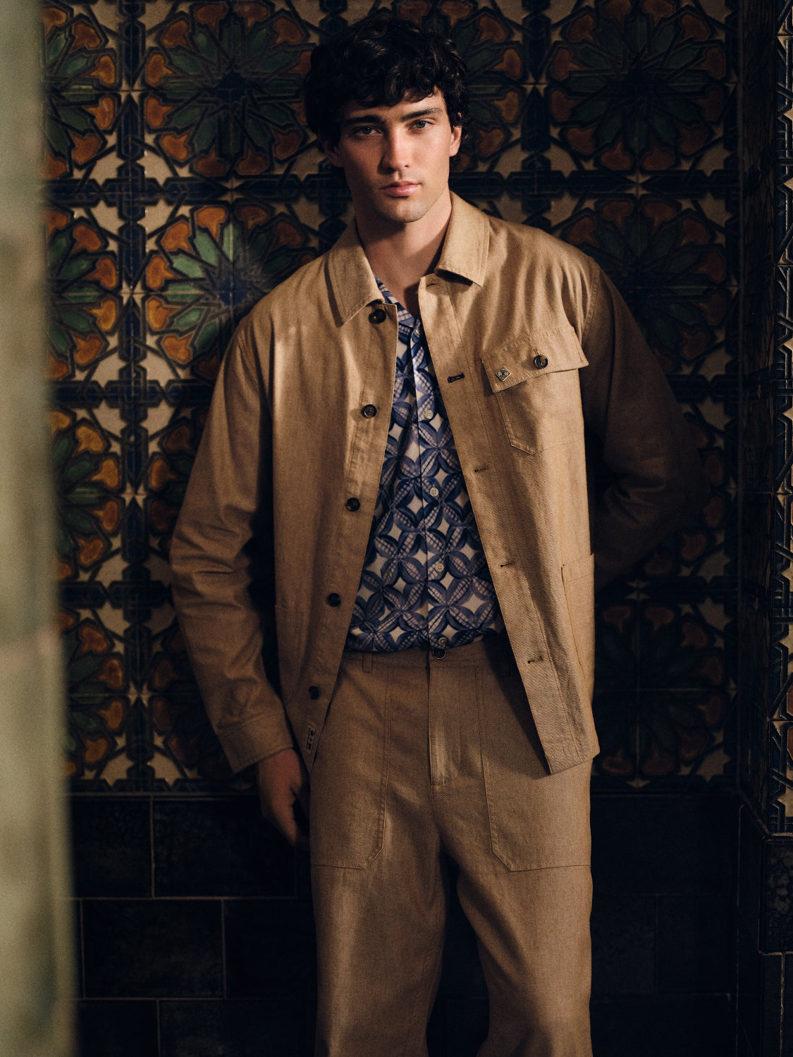 Cotton linen twill worker jacket