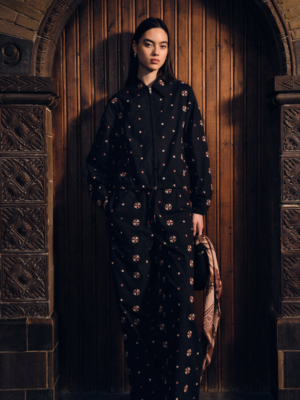 Noa high-rise wide-leg embroidered pants