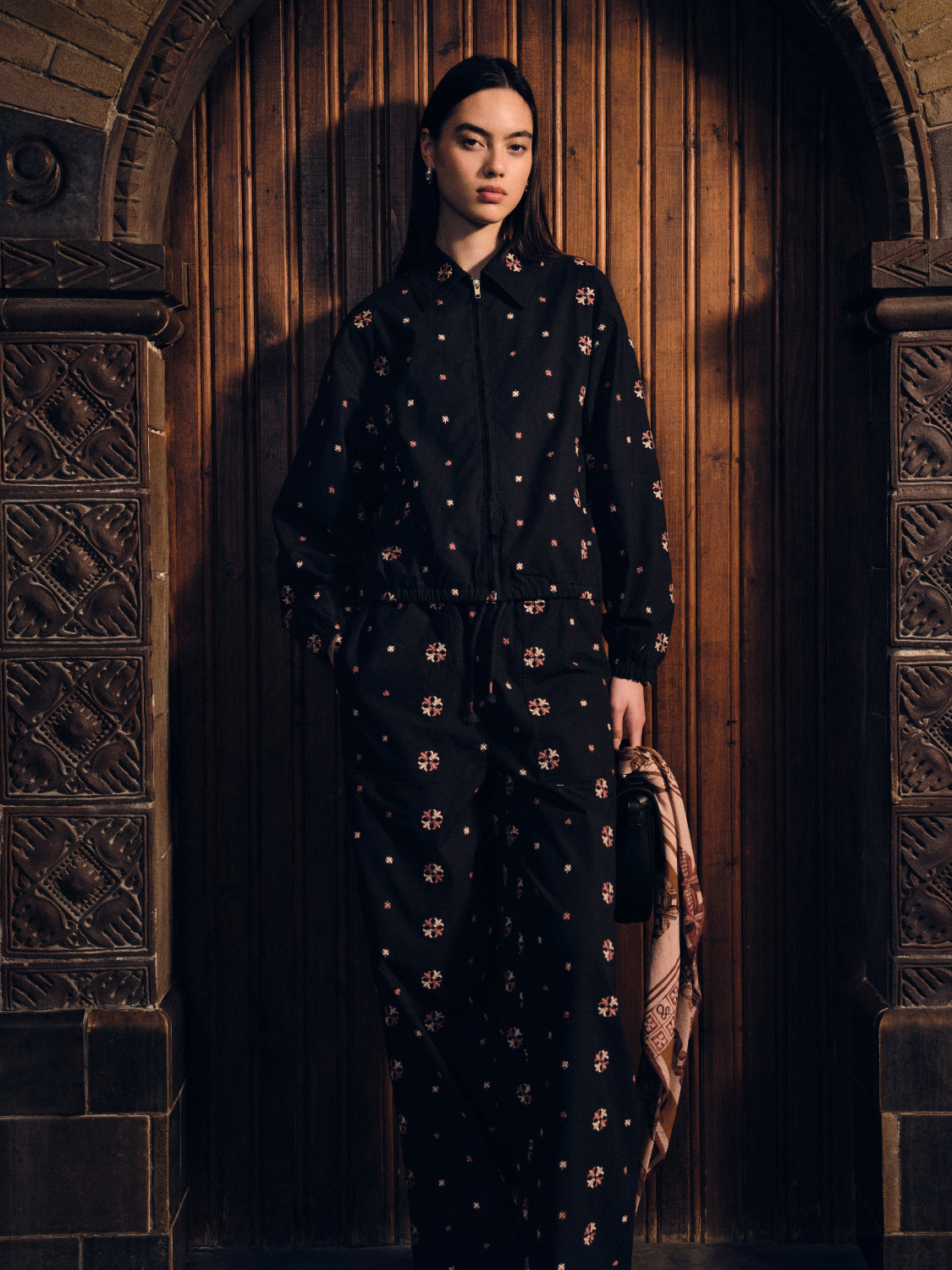 Noa high-rise wide-leg embroidered pants