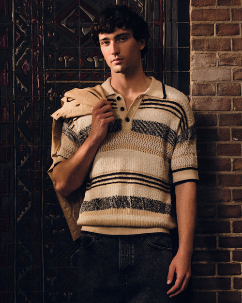 Structured dropped shoulder knitted polo