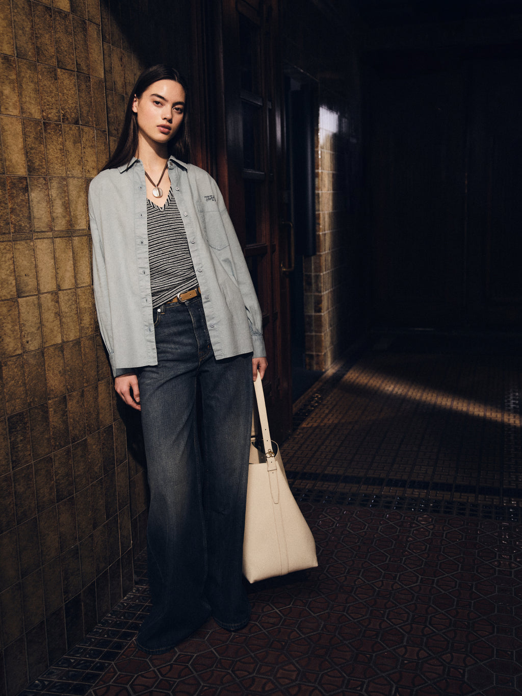 Garment-dyed oxford oversized shirt