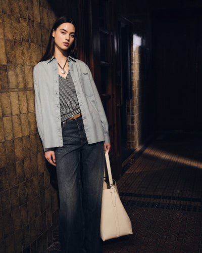 Garment-dyed oxford oversized shirt