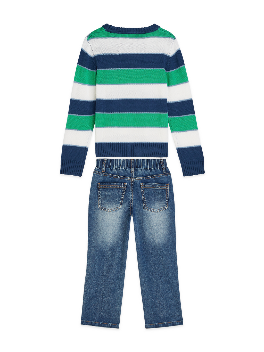 CREWNECK SWEATER & DENIM PANT SET