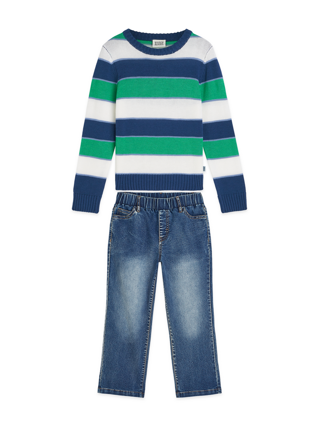 CREWNECK SWEATER & DENIM PANT SET