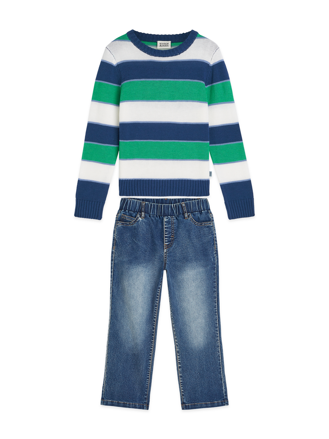 CREWNECK SWEATER & DENIM PANT SET